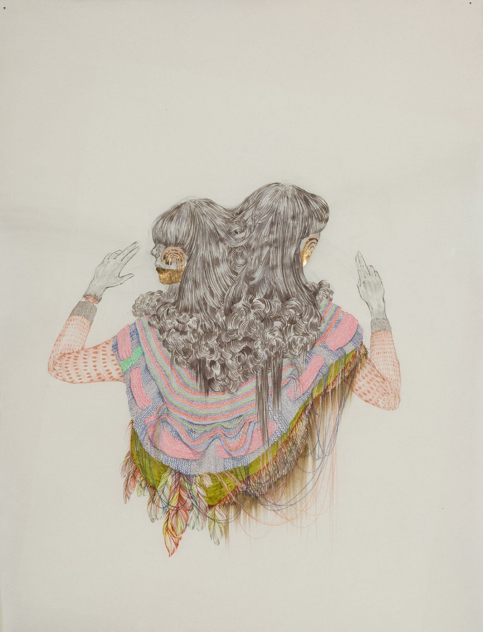 Marigold Santos, secret signals (2), Watercolor, ink, pencil crayon, graphite, metallic leaf on paper, 2011, Photo by Galerie D'Este