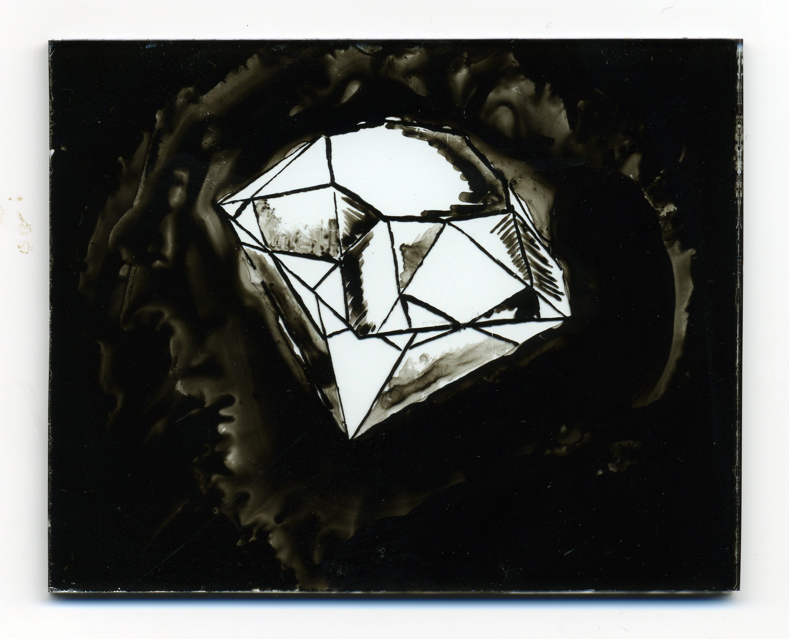 one of a series of 24 India ink on glass drawings, 3 1/4â€ x 4â€, 2007