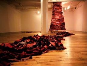 The Hive-Dress: fabric, thread, steel, paper and audio installation, La Centrale Gallery (Montreal), 2003.